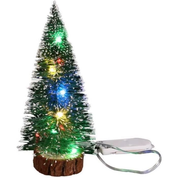 Mini Sapin De Noël Artificiel Avec Guirlande LED - 17 Cm De Haut - Décoration De Table Ou Bureau