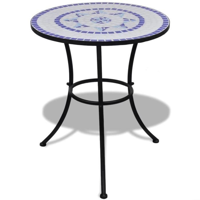 table mosaique table de jardin 60 cm bleu blanc cdiscount jardin