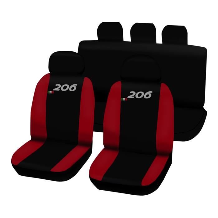 Lupex Shop 206.N.R Housses de siège auto bicolores, noir-rouge