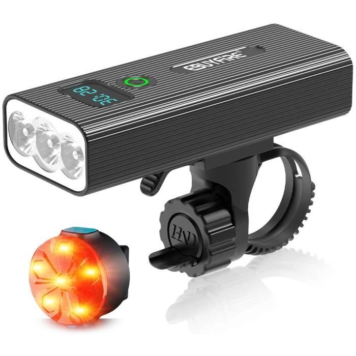 Ensemble Lumiere Velo Rechargeable USB EBUYFIRE Phare de Velo Super Lumineux Noir