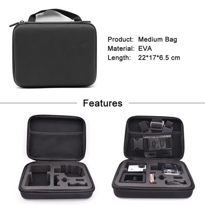 Etui appareil photo,Étui de rangement Portable pour caméra de Sport,sacoche de Collection pour GoPro Hero 9 8 - Type M 22x17x6.5 cm