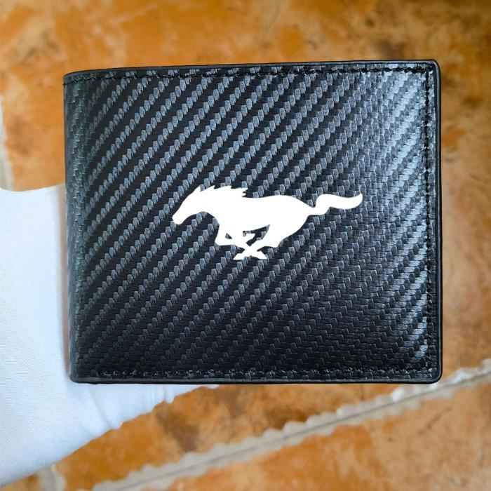 Mustang - Portefeuille en cuir et fibre de carbone pour Ford Mustang GT SHELBY, emballage de cartes, accessoi