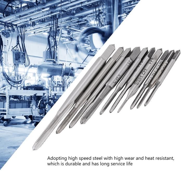 Taraud à main à vis, 10 pièces Mini M1 à M3.5 Machine en acier taraud à ...