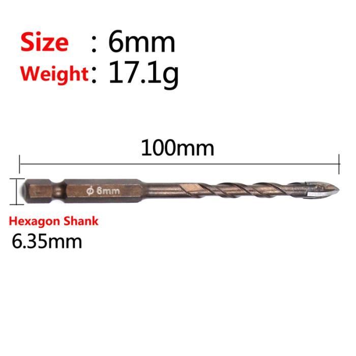 Foret Maçonnerie Titane 14 Mm - Pour Béton, Carrelage, Brique - Tige 1/4 Hex - Longueur 94 Mm