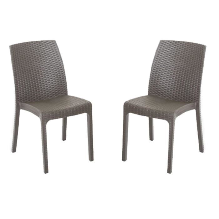 Chaise empilable en polypropylène effet rotin VIRGINIA CAFFÈ set 2 pièces Chaise empilable en polypropylène effet rotin VIRGINIA CAFFÈ set 2 pièces
