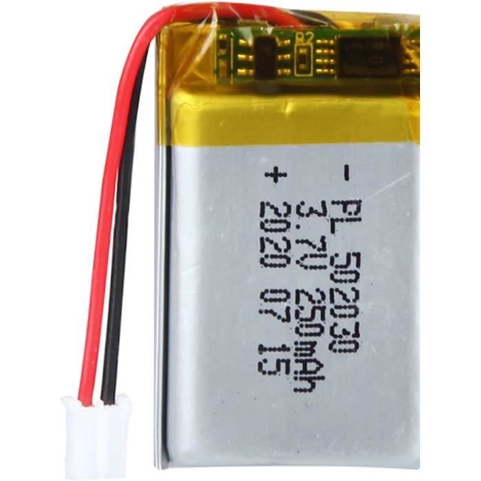 Batterie 502030 3,7 V compatible avec écran Bosch Intuvia BUI255 250 mAh Lipo Dimensions : L 30 mm l 20 mm P 5 mm Fiche JST PH2.0 Carte de protection