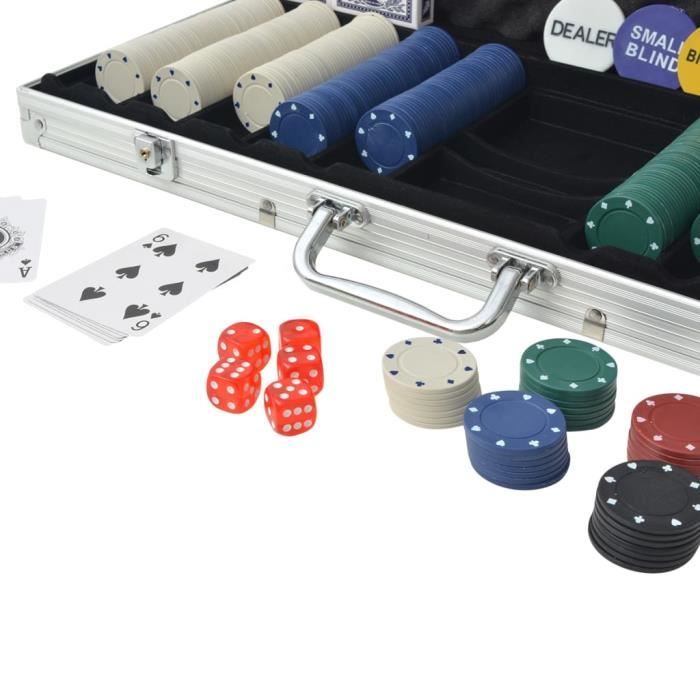 Jeu de poker avec 1000 jetons en aluminium - Omabeta - Multicolore