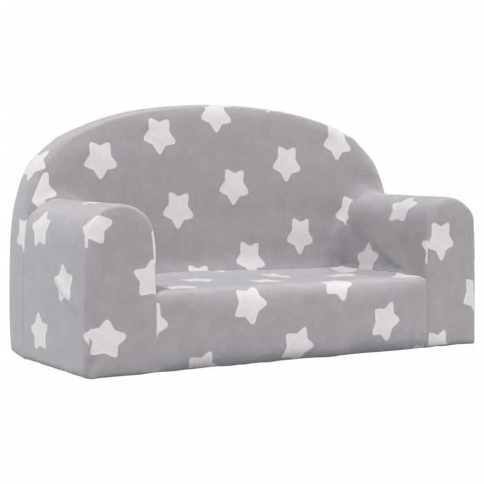 fauteuil bebe - canape bebe - canapé enfants 2 places gris clair avec étoiles peluche douce - yw tech 7059042235201