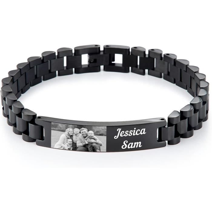 Bracelet Personnalisé Homme Avec Photo Projetée - En Bois Naturel (palissandre, Cyprès...) - Ajustable, Cadeau Pour Papa, Couple - 7