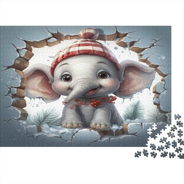 Puzzle 1000 Pièces Éléphant Coloré - Taille Finie 26x38 Cm - Jeu éducatif Pour Adultes