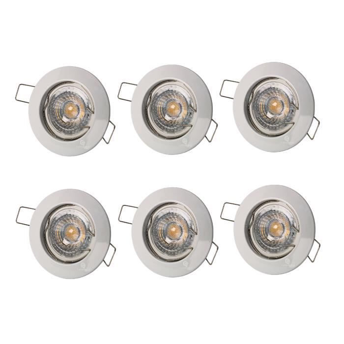 Lot De 6 Spot Encastrable Fixe Led Gu10 230v 38 Finition Blanc