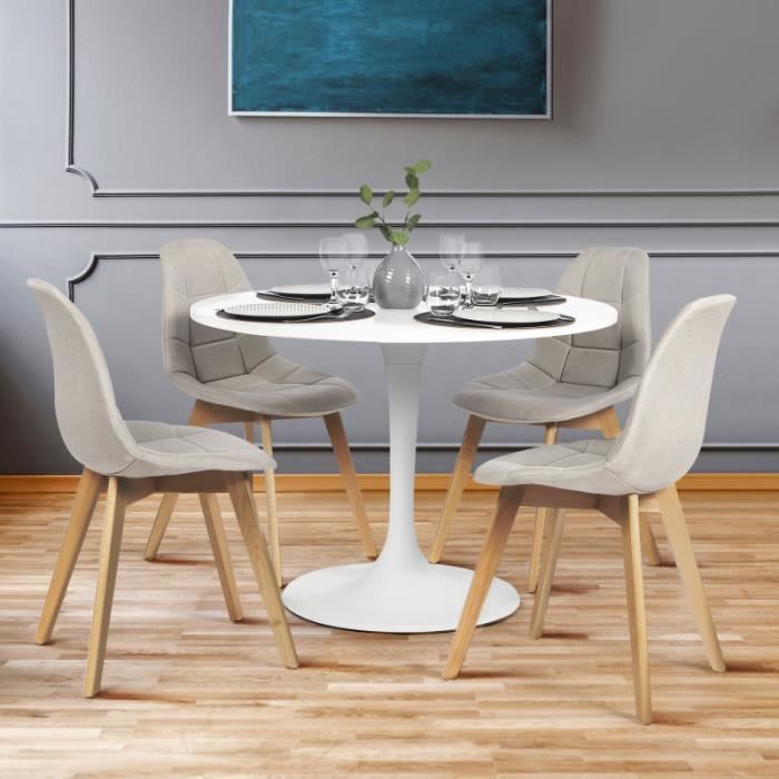 Clara - Lot de 6 chaises scandinave - Taupe - pieds en bois massif design  salle à manger salon chambre - 49 x 58 x 82 cm - Cdiscount Maison