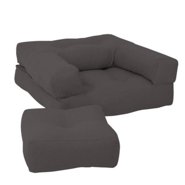 fauteuil futon standard convertible mini cube couleur gris foncé gris tissu inside75