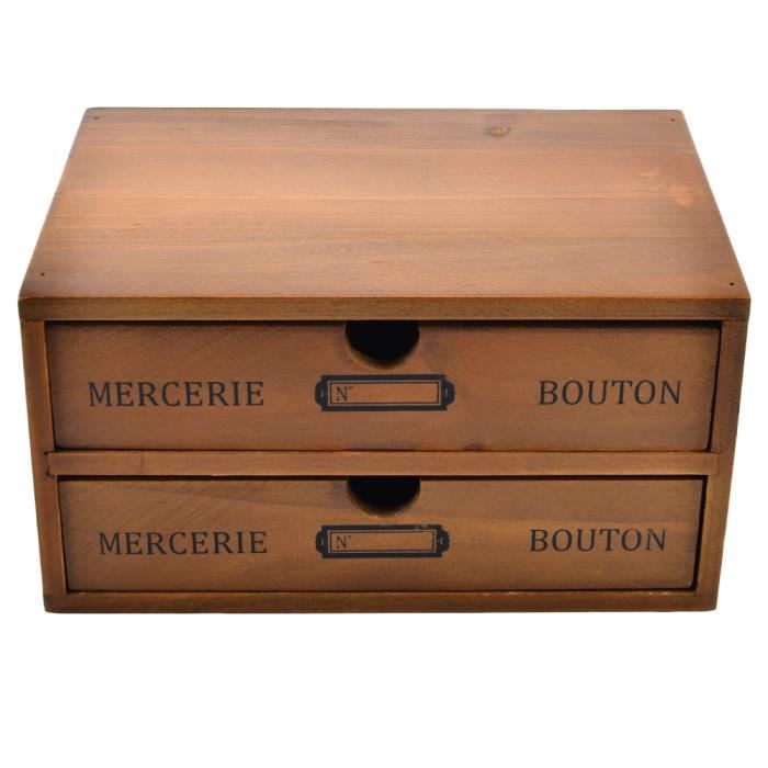Boîte à Thé En Bois Avec Tiroir - Organisateur Rangement Sachets, Bijoux, Souvenirs, Déco Bureau 22x22.5 Cm