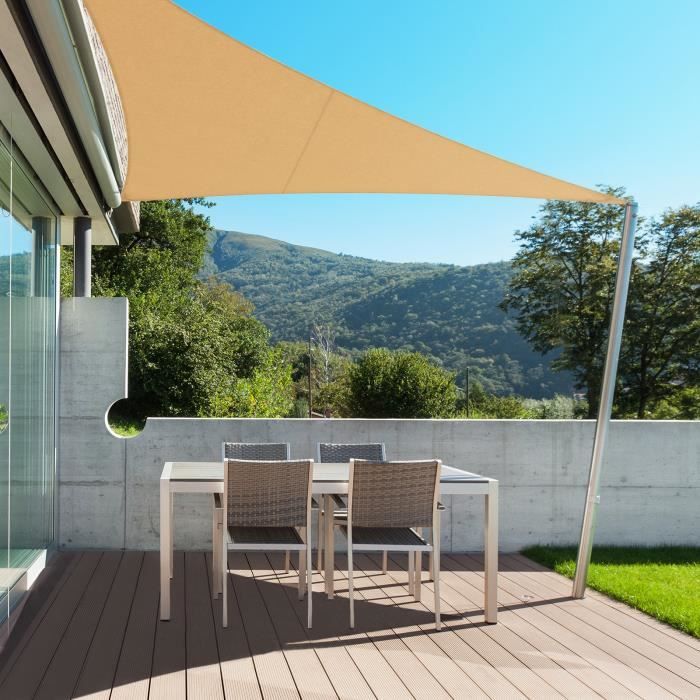 Voile D'Ombrage Beige 6x6 M – Filet Respirant Anti-UV, Protection Solaire Jardin Terrasse Piscine, Polyéthylène HD