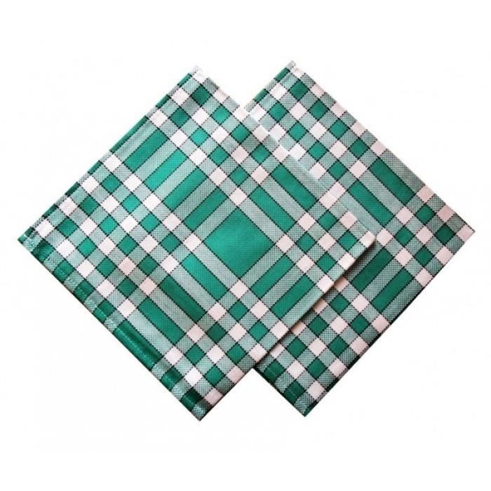 LINANDELLE - Lot de 2 grandes serviettes de table coton 57 fils carreaux vichy normand NELLY - Vert