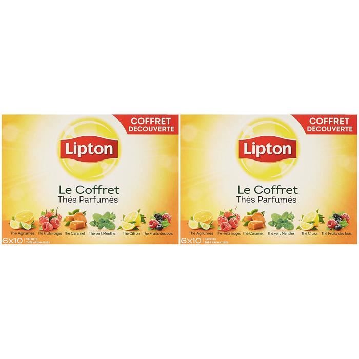 Thé Lipton : coffret de 6 variétés de thé en sachets - 60 sachets