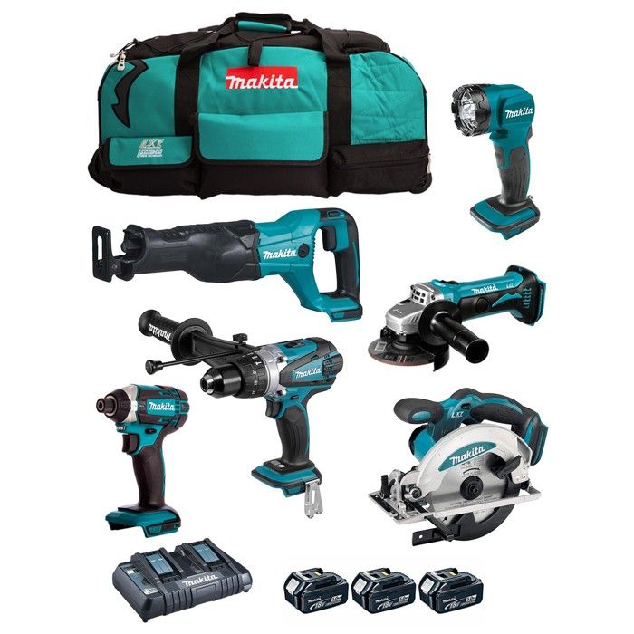 MAKITA Kit DLX6104TX2 DHP458 + DTD152 + DSS610 + DJR186 + DGA452 + DML815 + 3 x 50 Ah + DC18RD + LXT600