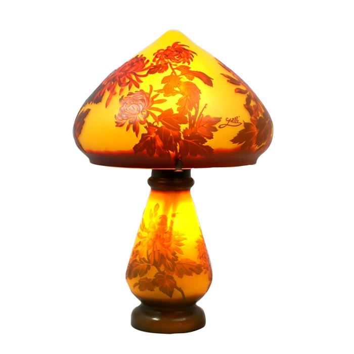 Lampe De Salon Emile Galle Murano Verre Veritable Hauteur 41cm