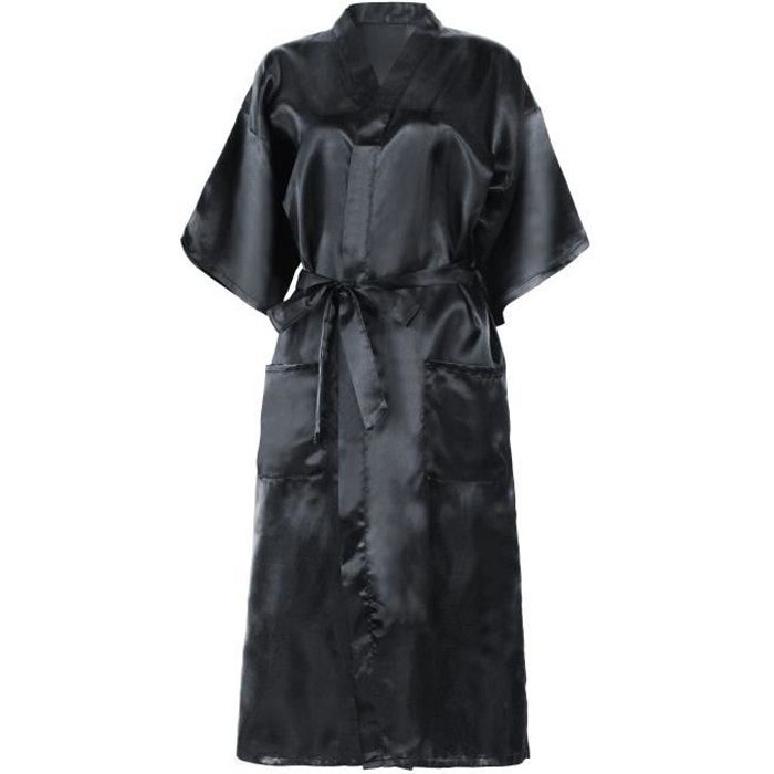Honofash Kimono Japonais Longue Femme Couleur Pure Sexy Robe De