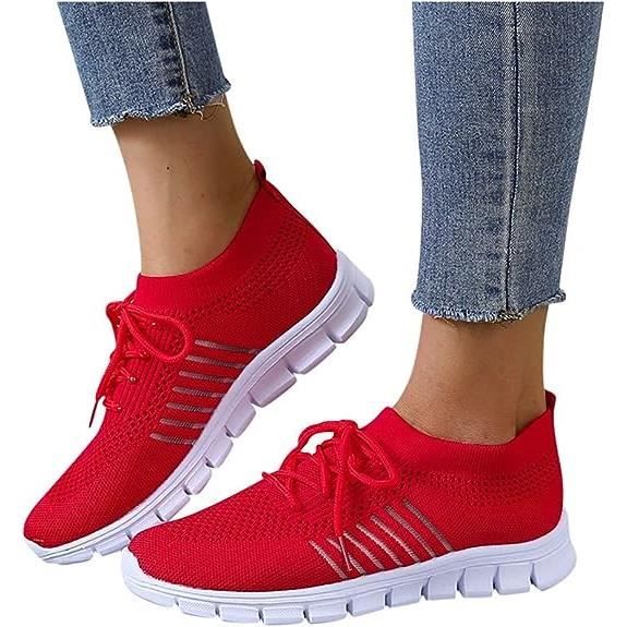 Basket Femme Chaussures Running Course Sports Fitness Legere Respirant Mesh Gym Outdoor Trail Walking Jogging Tennis Sneakers A9 Rouge Cdiscount Chaussures