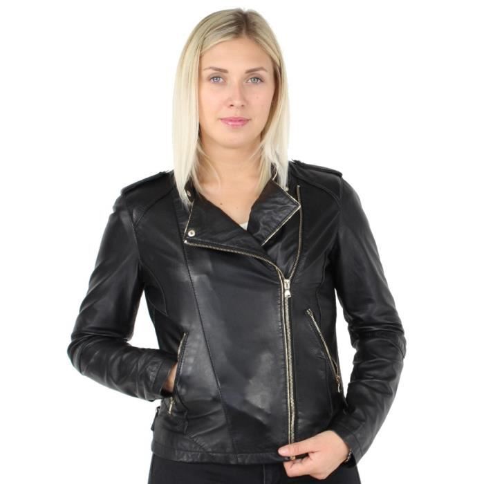Blouson style perfecto Oakwood Summertime en cuir ref_cco30292 Noir Noir -  Cdiscount Prêt-à-Porter