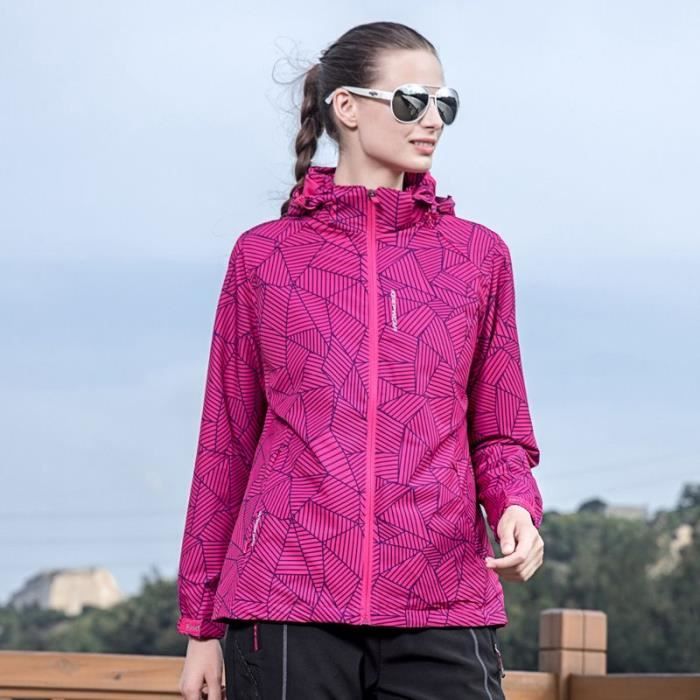 Veste de sport Femme Elasticite Imperméable Coupe Vent Capuche Randonnée  Violet - Cdiscount Sport