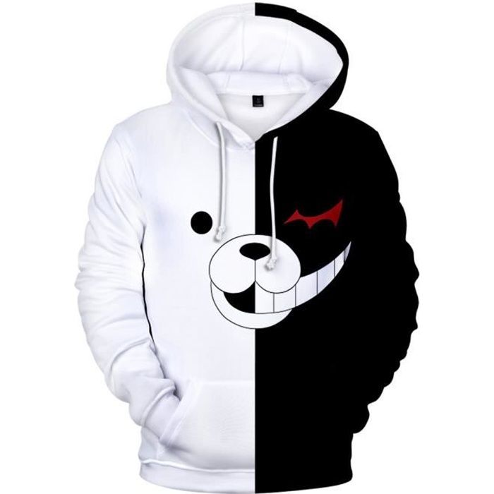 Anime Danganronpa Monokuma Cosplay Unisexe Veste Sweat à capuche Sweat manteau S-3XL