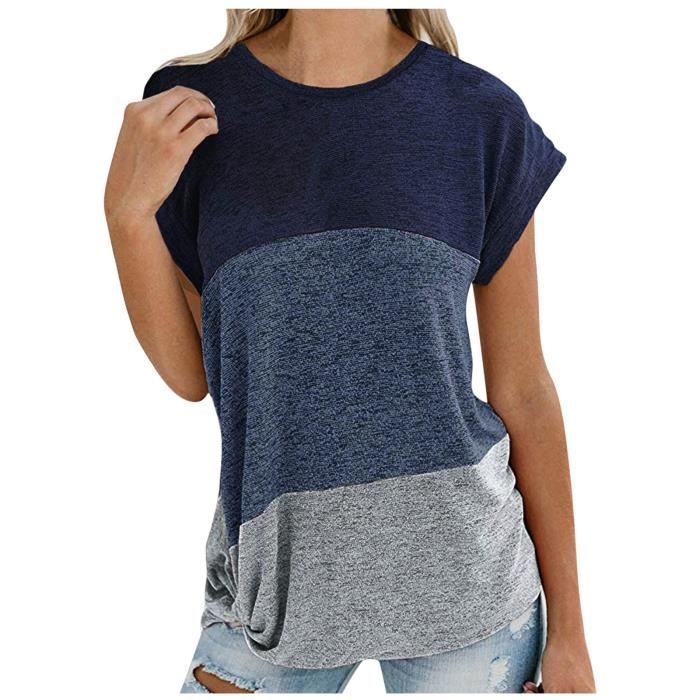 WNEEDU Haut à Manches 3/4 Pour Femme - Élégant Col Rond - Coupe Ample - Manches Plissées - Chemisier Pour Femme, Feuilles Dégradées De Couleur, S