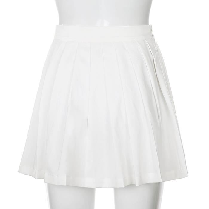 Jupe Jupe plissee blanche courte femme taille elastique Mini jupes Sexy Mircro ete broderie Mini jupe de Tennis nouvel Type White Blanc Cdiscount Pret a Porter