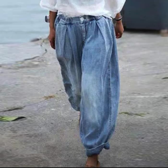 Jean Boyfriend grande taille FR94NWO Taille haute Bleu Blue Cdiscount Pret a Porter