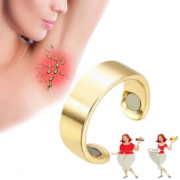 Bague Magnétique Olux 1ère Génération – Anneau Thérapeutique Drainage Lymphatique Or + Argent, Réglable Homme/Femme