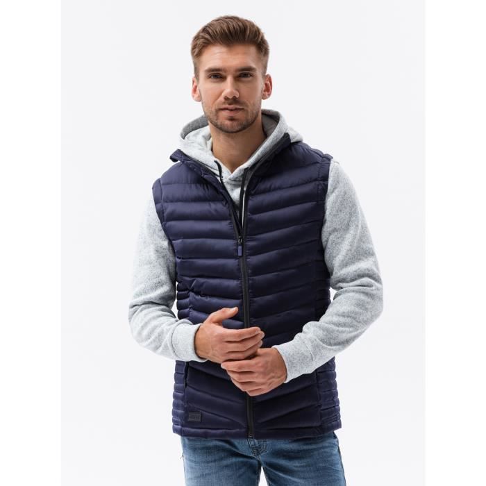 Gilet Matelassé Pour Homme Noir Léger - Avec Capuche - Sans Manches - Veste Sport Mi-Saison
