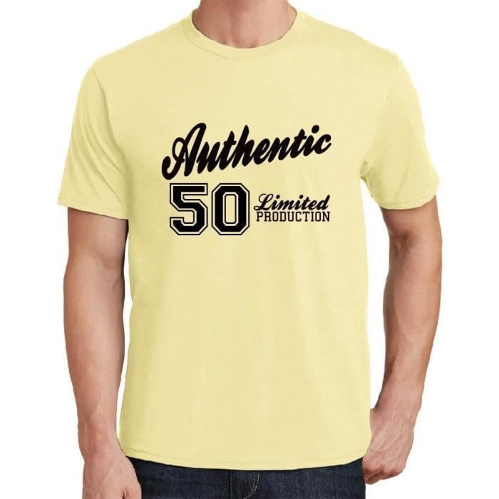 Homme Tee Shirt 50 Authentique 50 Authentic 50 Ans T Shirt Cadeau 50e Anniversaire Vintage Annee 1973 Jaune Jaune pale Cdiscount Pret a Porter