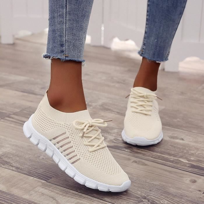 Baskets en maille respirantes legeres pour femmes chaussures de course a plateforme confortables ete 2023 Nouveau Cdiscount Sport