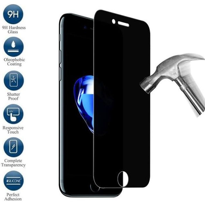 Film De Protection Anti-espion En Verre Trempé Pour IPhone 8 Jusqu'à 14 Pro - 3 Pièces - Noir