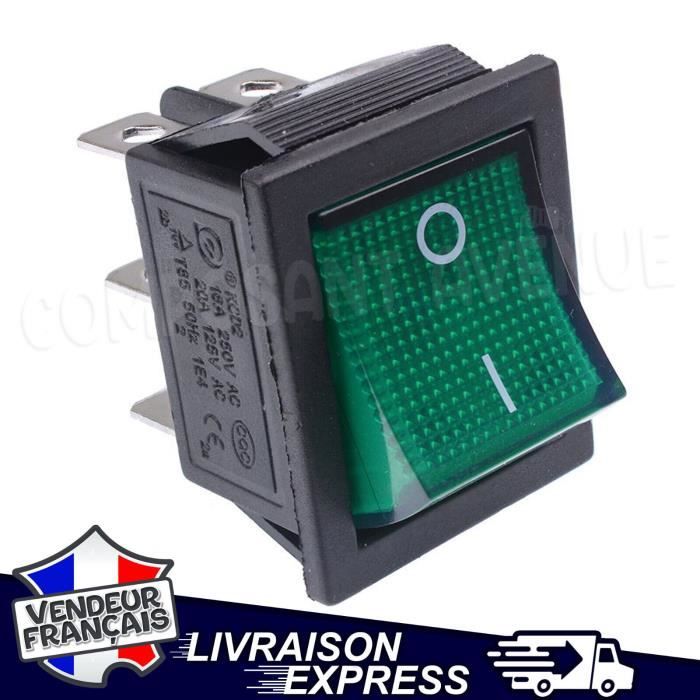 VEXUNGA 6 Pièces Interrupteur à Bascule Double Vert Lumineux 15A 250VAC 6 Broches ON/OFF