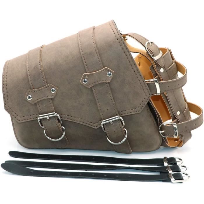 Rangement Moto Démontable 7.4l Sacoches De Selle Moto En Cuir PU - Étancher 7,4L - Paire Avec Antivol Sacs Latéraux Cuir PU