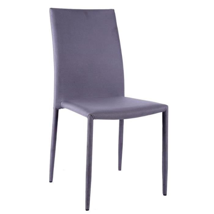 lot de 4 chaises tuba gris - swithome - design épuré et moderne - empilables - tissu - métal