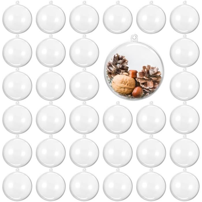 Ornements De Noël En Acrylique Transparent - Disques Décoratifs Avec Motifs Imprimés, Ficelle Incluse - Diam. 8 Cm