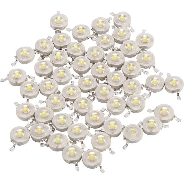 Lot De 50 LED Blanches 3mm - Haute Luminosité 5000 Mcd, Rondes, 2 Broches - Pour Projets électroniques Et Décorations