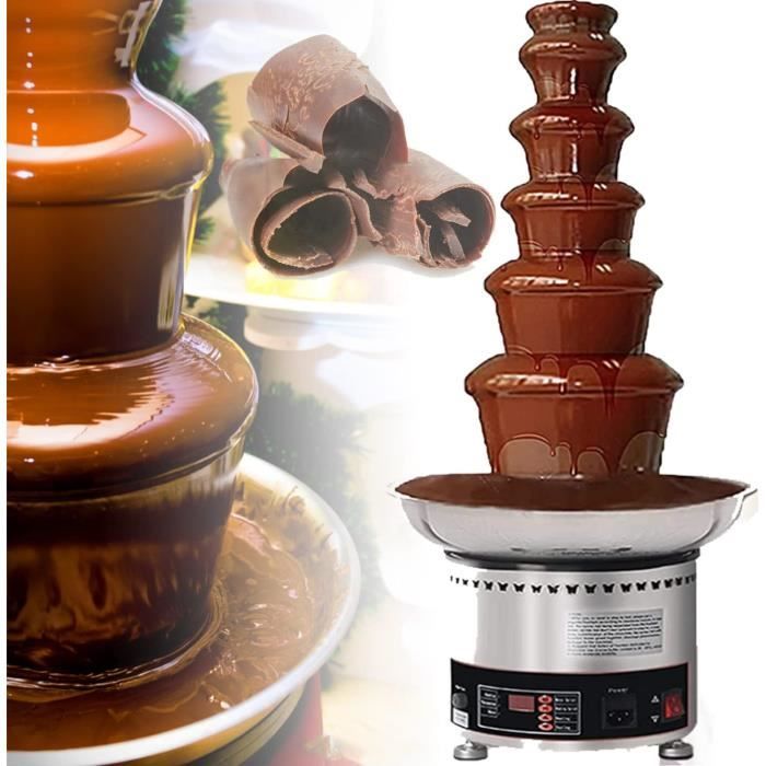 Fontaine à Chocolat 3 étages électrique - Capacité 0,45 Kg - Acier Inoxydable Argenté - 40W - Avec 6 Fourchettes - Pour Fêtes Et événements - 7