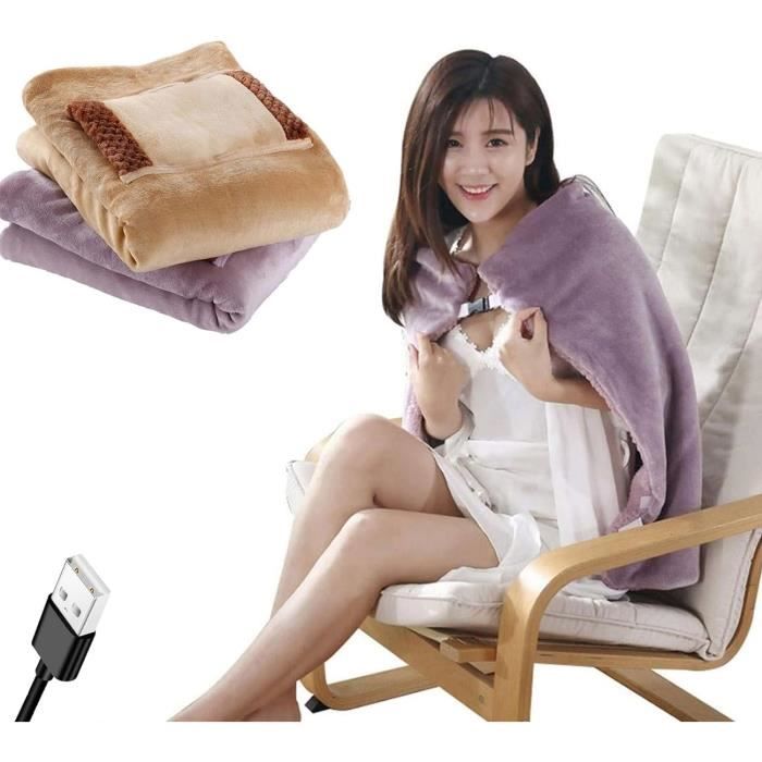 Couverture Chauffante USB - 45x35cm - 3 Niveaux De Température - Polaire Lavable - Pour Bureau, Canapé, Lit - 6