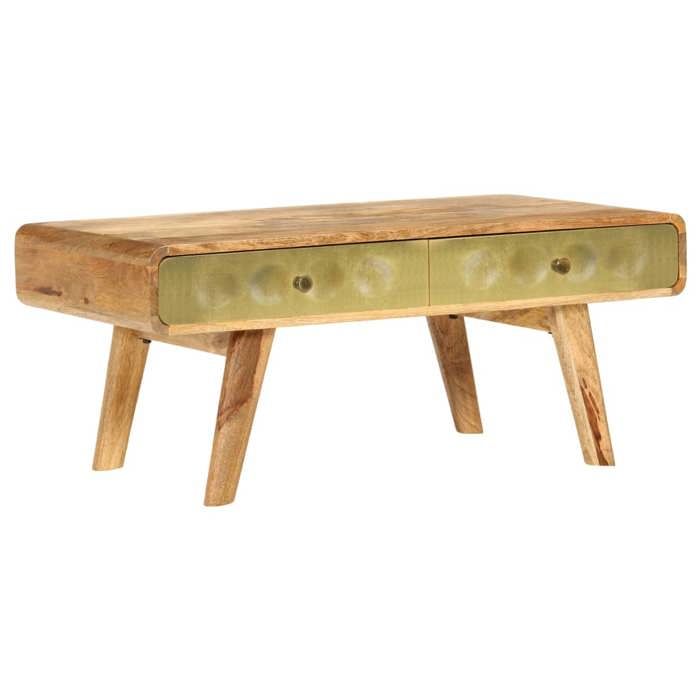 Table Basse | Table D'appoint | Table De Salon Noir 80x54x40 Cm Bois Massif De Manguier Brut Cfw837338 93232946