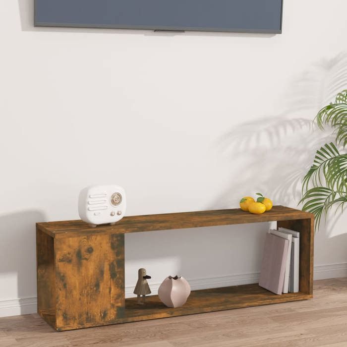 vidaXL Meuble TV Chêne fumé 100x24x32 cm Bois dingénierie 816035