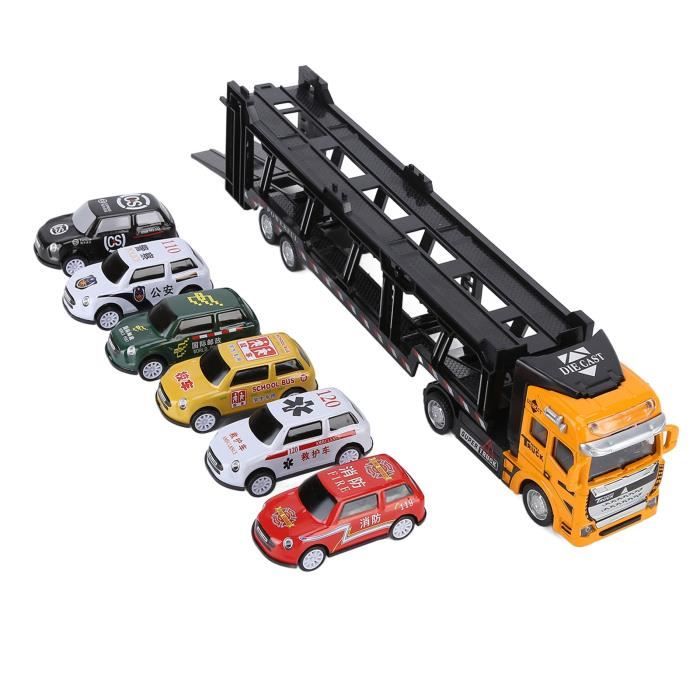 VINGVO Jouets de camion de transporteur de voiture Modele de jouet de camion transporteur en alliage detachable Six voitures Cdiscount Jeux Jouets