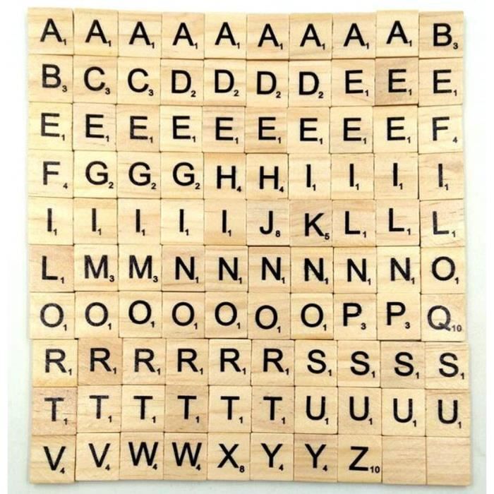 100 Pcs En Bois Alphabet Scrabble Tuiles Lettres Numeros Jouet Educatif Pour Enfants Pour Jeux De Societe De Mariage Cadre Mu M2367 Cdiscount Jeux Jouets
