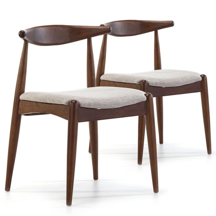VS Venta-stock Pack 2 chaises Corzo Color Noyer Bois Massif 525 cm (Longueur) 50 cm (Profondeur) 745 cm (Hauteur)
