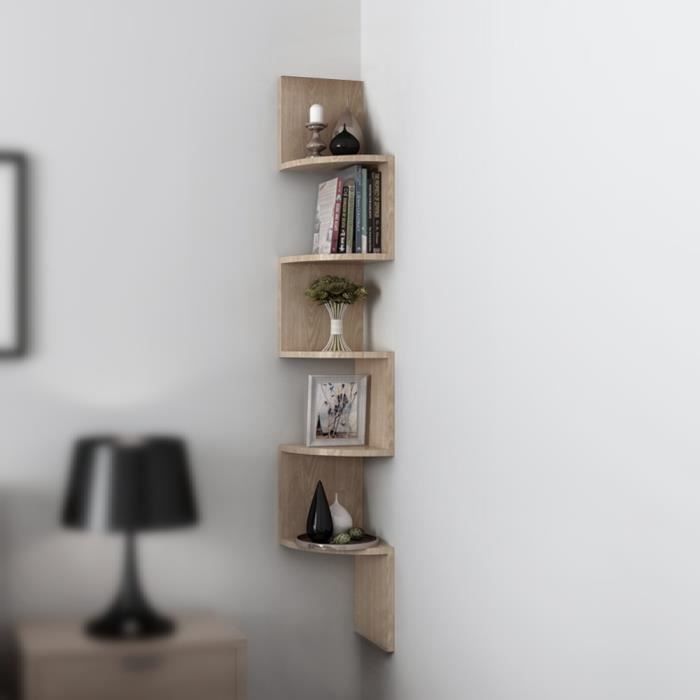 Étagère murale coin cintre décoration cadre-chêne-20*20*120cm - XJING - Vintage - Bois - Panneaux de particules