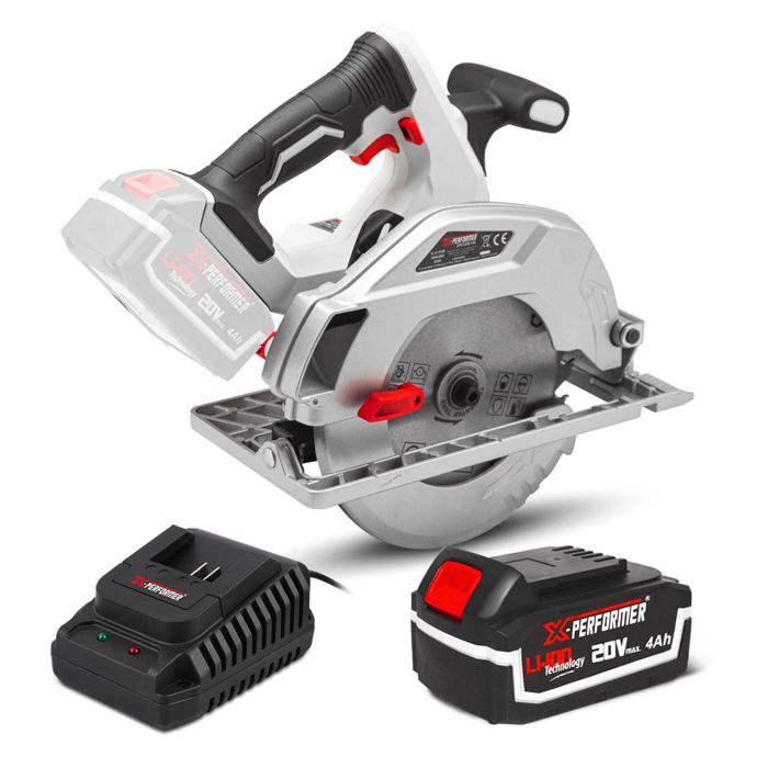 Scie Circulaire Sans Fil 20V Fexrror – Batterie 4Ah + Chargeur + Laser – Lame 150 Mm Coupe Max 50 Mm Bois & Métal
